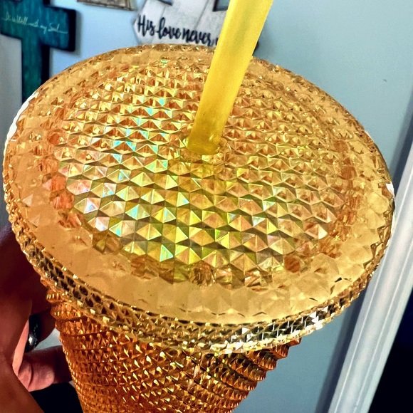 Starbucks Inspired 24oz Gold Bling Studded Tumbler - Picture 3 of 13